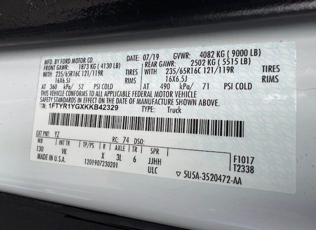
								2019 Ford Transit 250 Cargo Van full									