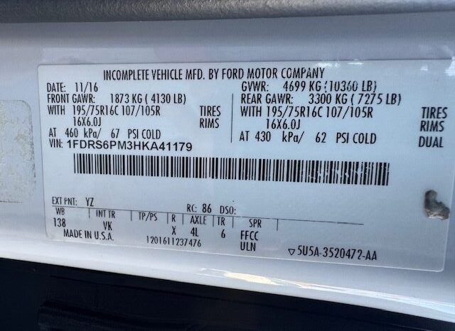 
								2017 Ford Transit 350 HD Cutaway Van **12ft BOX** full									