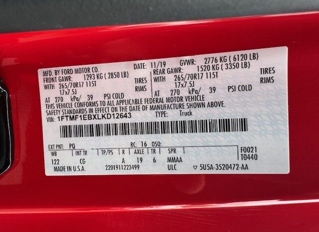 
								2020 Ford F150 Regular Cab 4×4 Pickup full									