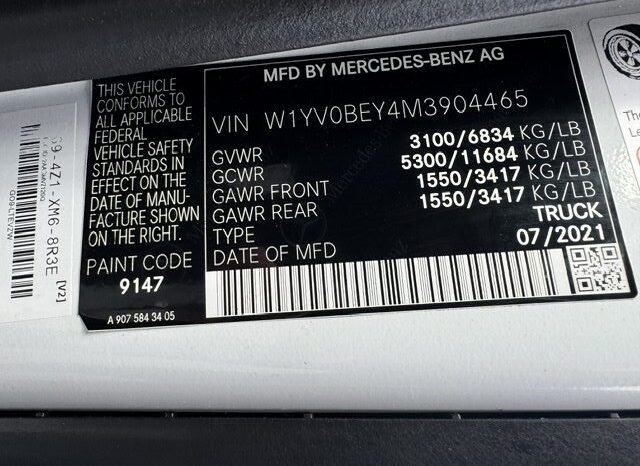 
								2021 Mercedes Metris Cargo Van full									